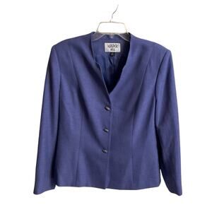 Kasper ASL Blazer Women's Lavender Career Jacket V-Neck Collar Button Up Sz 14